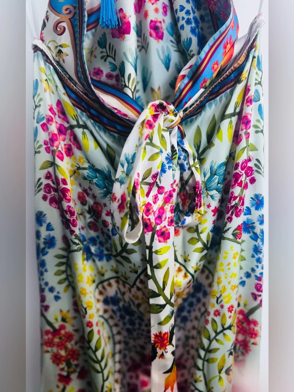 TRISHA PATERSON COLLECTION Joie De Vie Halter Maxi Dress Bloom NWT Large - Picture 14 of 16